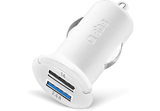 SBS Mini USB  Araç Şarj Cihazı 2 USB 2400 mAh Beyaz (TE0APU022W)