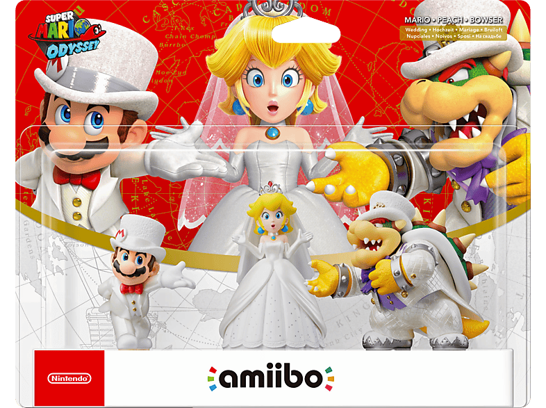 Pack Figuras Amiibo - Mario + Peach Bowser (Nupciales) Colección Super