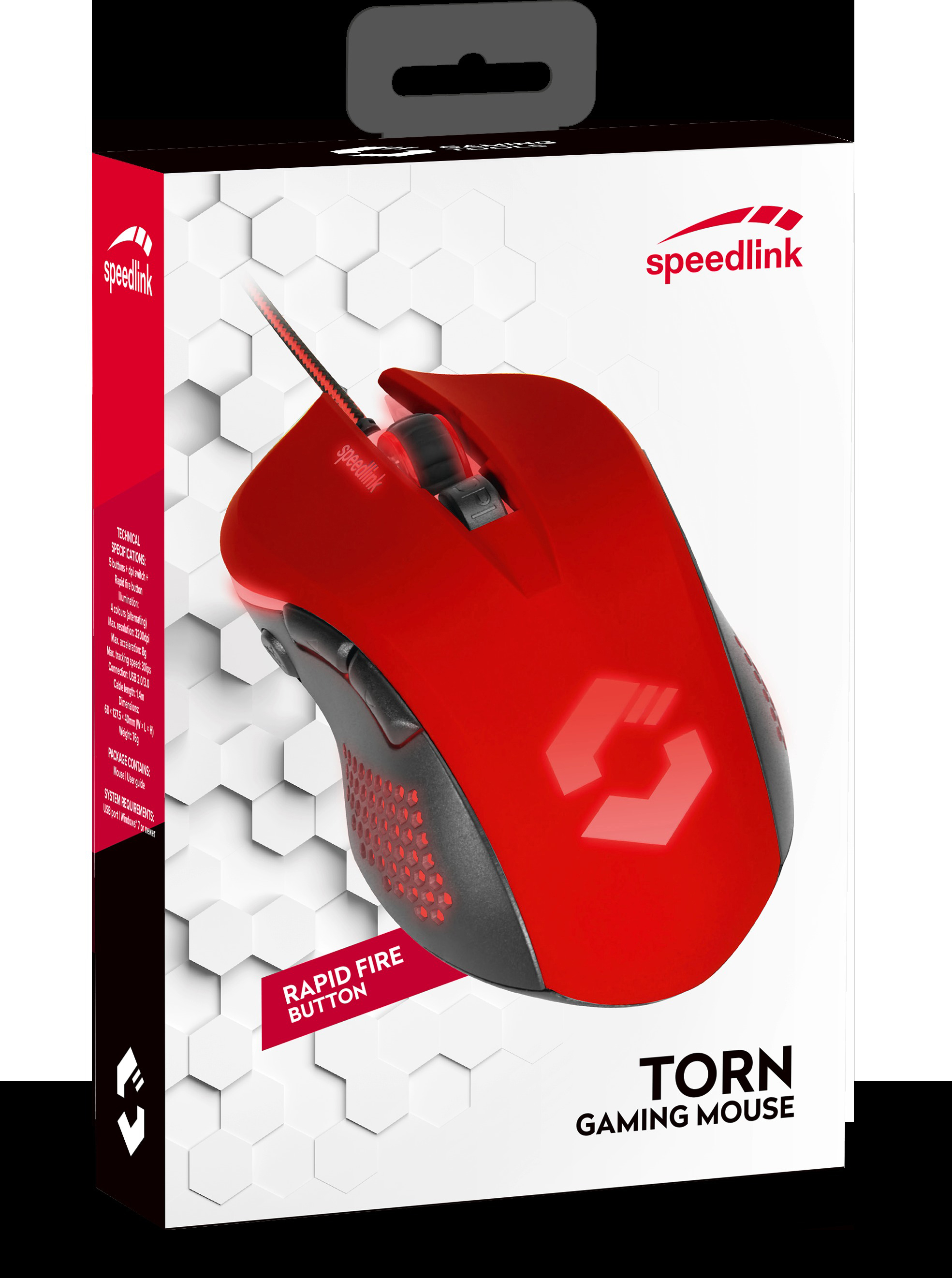 SPEEDLINK Torn Gaming Maus, Schwarz/Rot