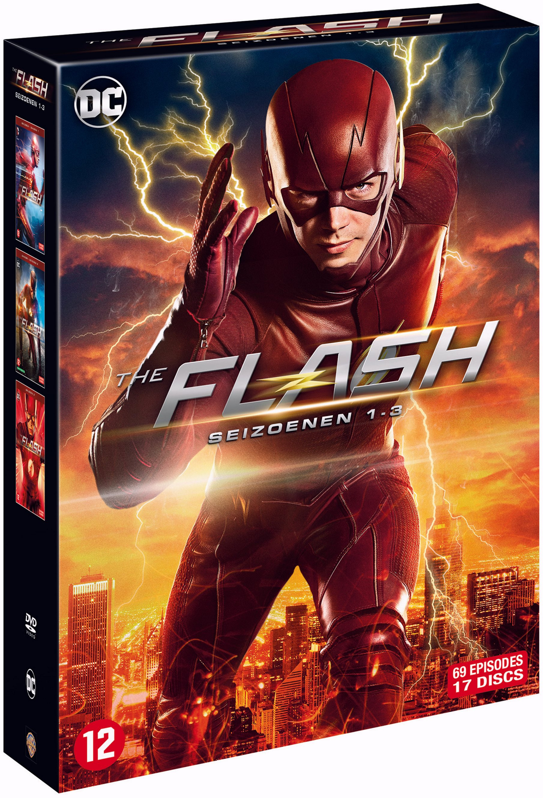 DVD box set for 'The Flash' seasons 1-3 with the Flash on it.