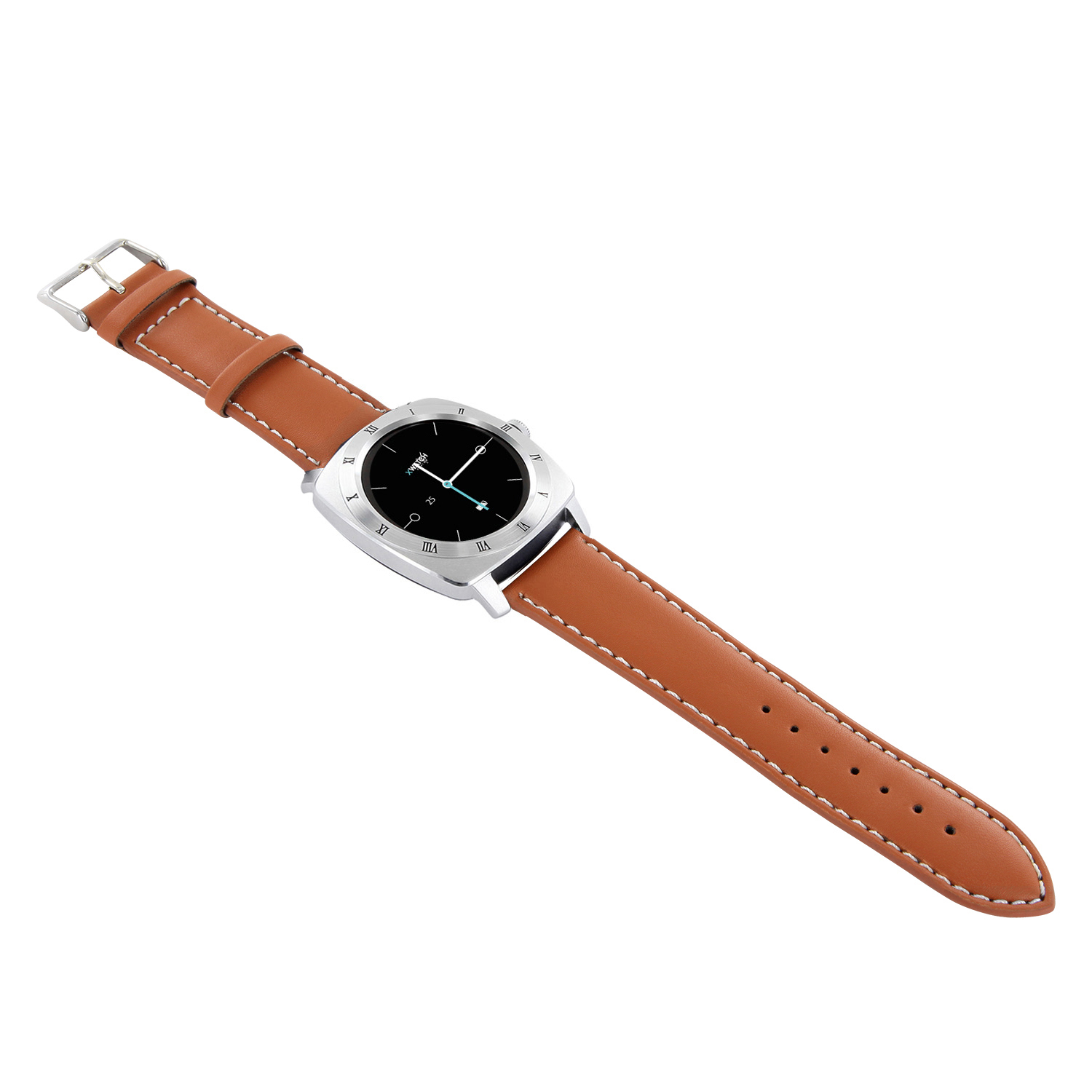 XLYNE PRO NARA XW (54019) Smartwatch Metall Echtleder, 200 mm x 24 mm, Gehäuse: Silber / Armband: Light Cognac Brown
