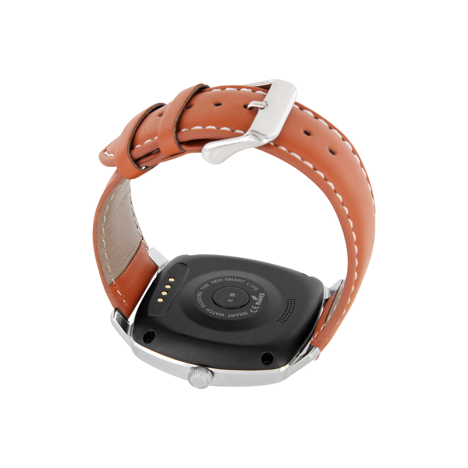 XLYNE PRO NARA XW (54019) Smartwatch Metall Echtleder, 200 mm x 24 mm, Gehäuse: Silber / Armband: Light Cognac Brown