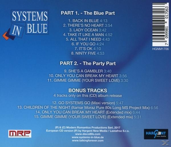 CD-Cover mit Titelliste, blauem Hintergrund und 'SYSTEMS IN BLUE'.