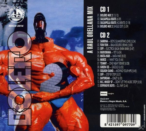 Albumcover mit muskulösem Mann und Titel 'Bolero 2' sowie Trackdetails.