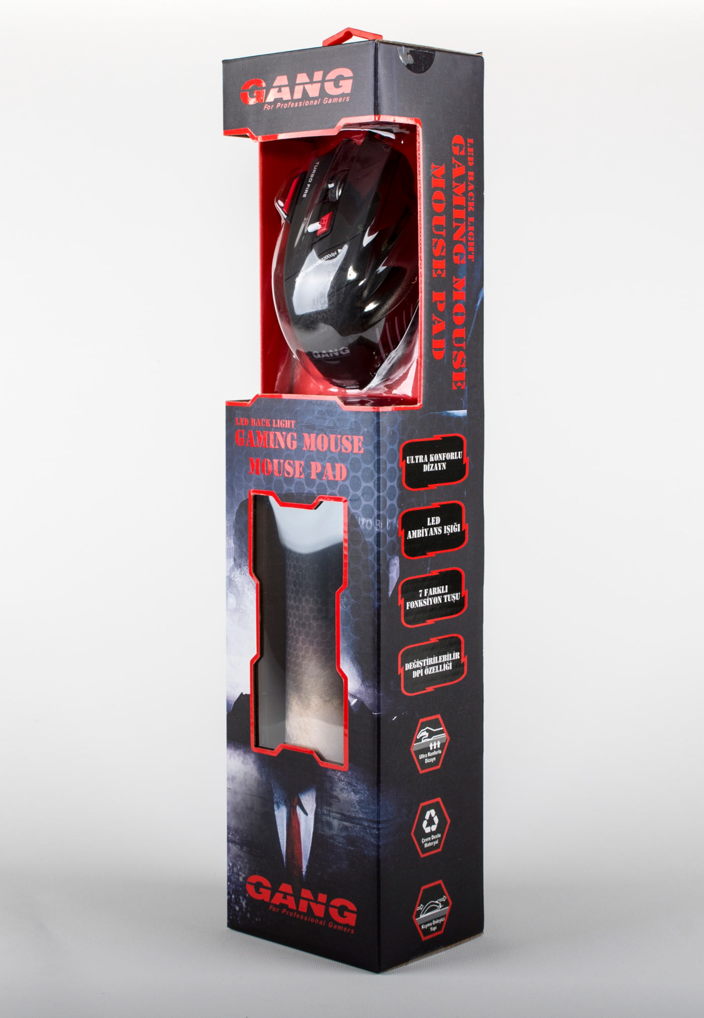 GANG GM 01 3200DPI Led Işıklı Kablolu Gaming Mouse+Pad