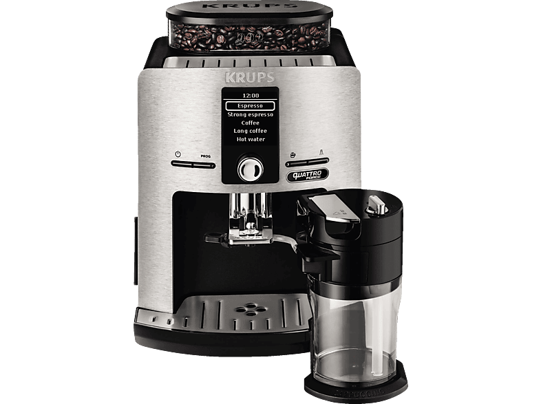 Cafetera Krups Espressaria die caste quattro force ea82fd 15 bar 3 niveles de molienda lattespress qf molinillo y sistema prensado ultraplano temperatura ea82fd10