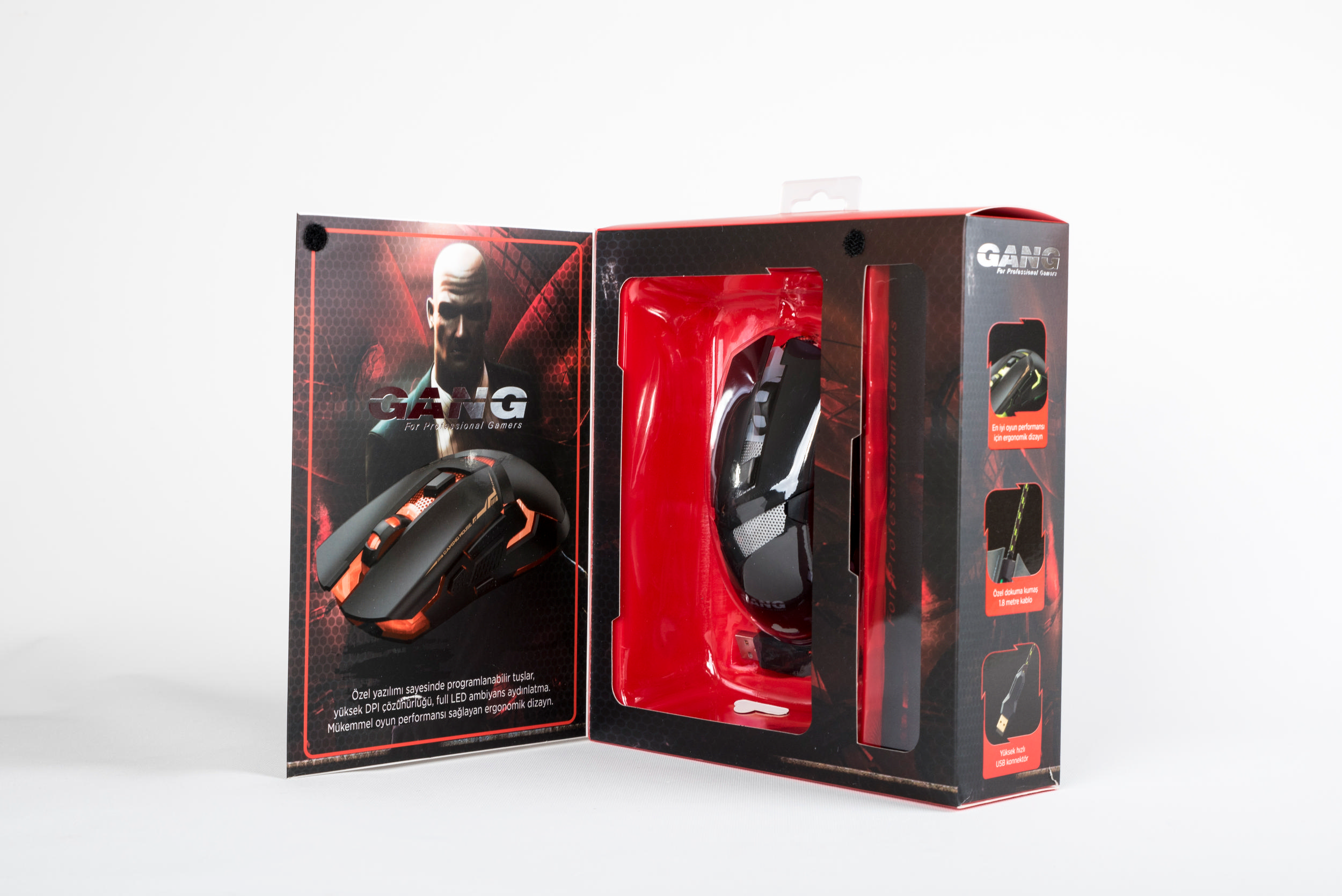 GANG GM 03 3200DPI  Kablolu Programlı Gaming Mouse+Pad