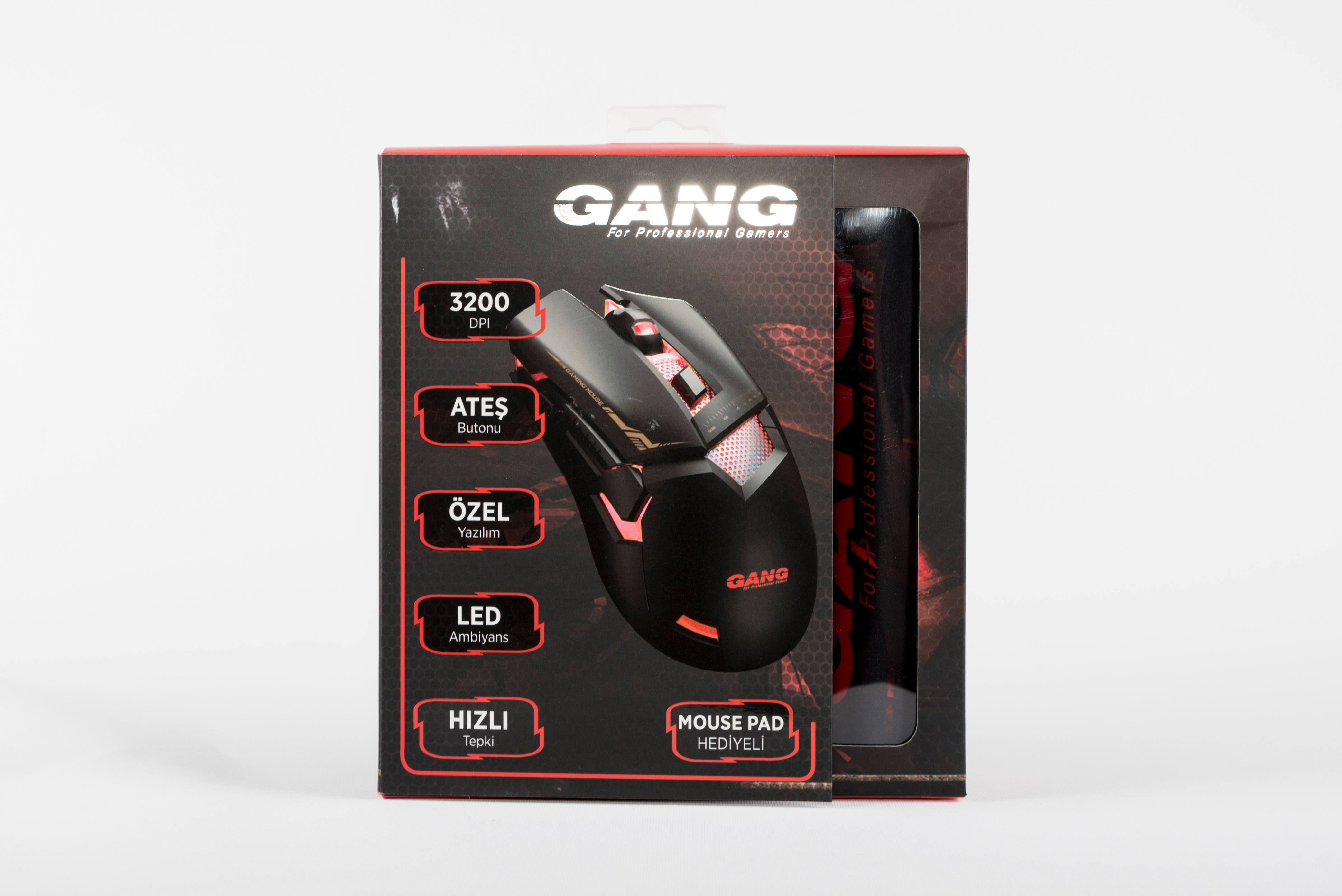 GANG GM 03 3200DPI  Kablolu Programlı Gaming Mouse+Pad