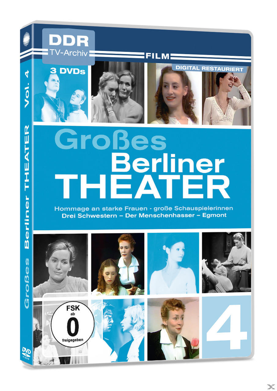 Eine DVD-Box mit mehreren Bildern von Schauspielern. Es ist ein deutsches DVD-Set mit dem Titel „Großes Berliner Theater“ (Vol. 4).
