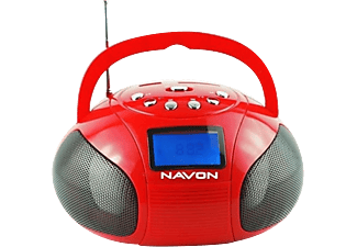 NAVON NPB100 mini hordozható rádió USB/SD/AUX csatlakozással (USB táp), piros