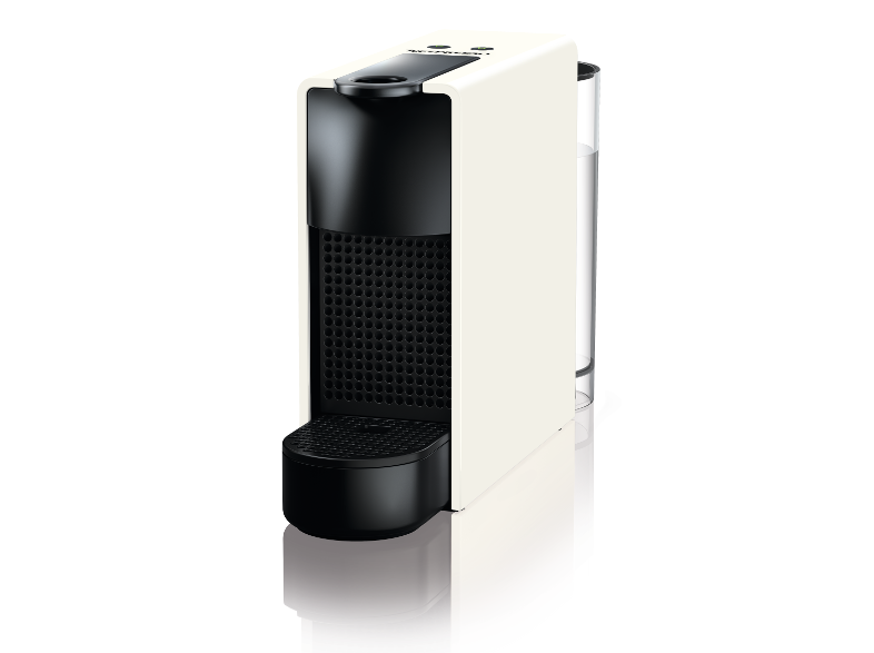 Fehér és fekete Nespresso kávéfőző.