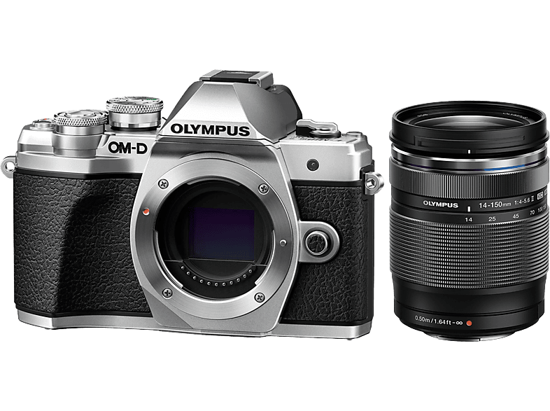 OLYMPUS Hybride camera E-M10 Mark III Zilver + 14-150 mm II Zwart (V207070SE010)