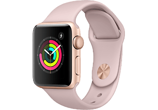 APPLE Series 3 GPS, 38mm-es, arany színű alumíniumtok rózsakvarcszínű sportszíjjal (mqkw2mp/a)