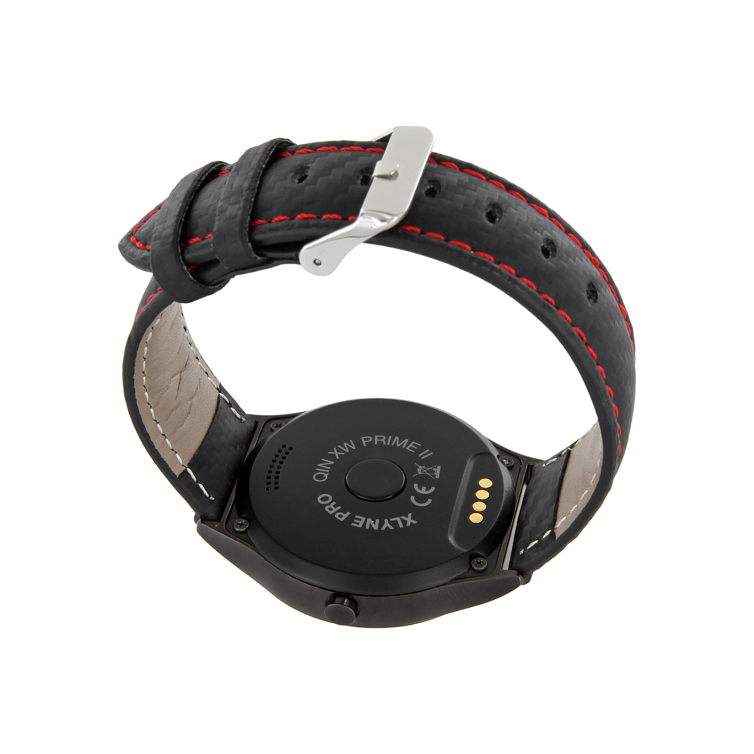XLYNE PRO QIN XW PRIME II (54016) Smartwatch Metall Echtleder, 210 mm x 22 mm, Gehäuse: Black Chrome / Armband: Carbon Red Black