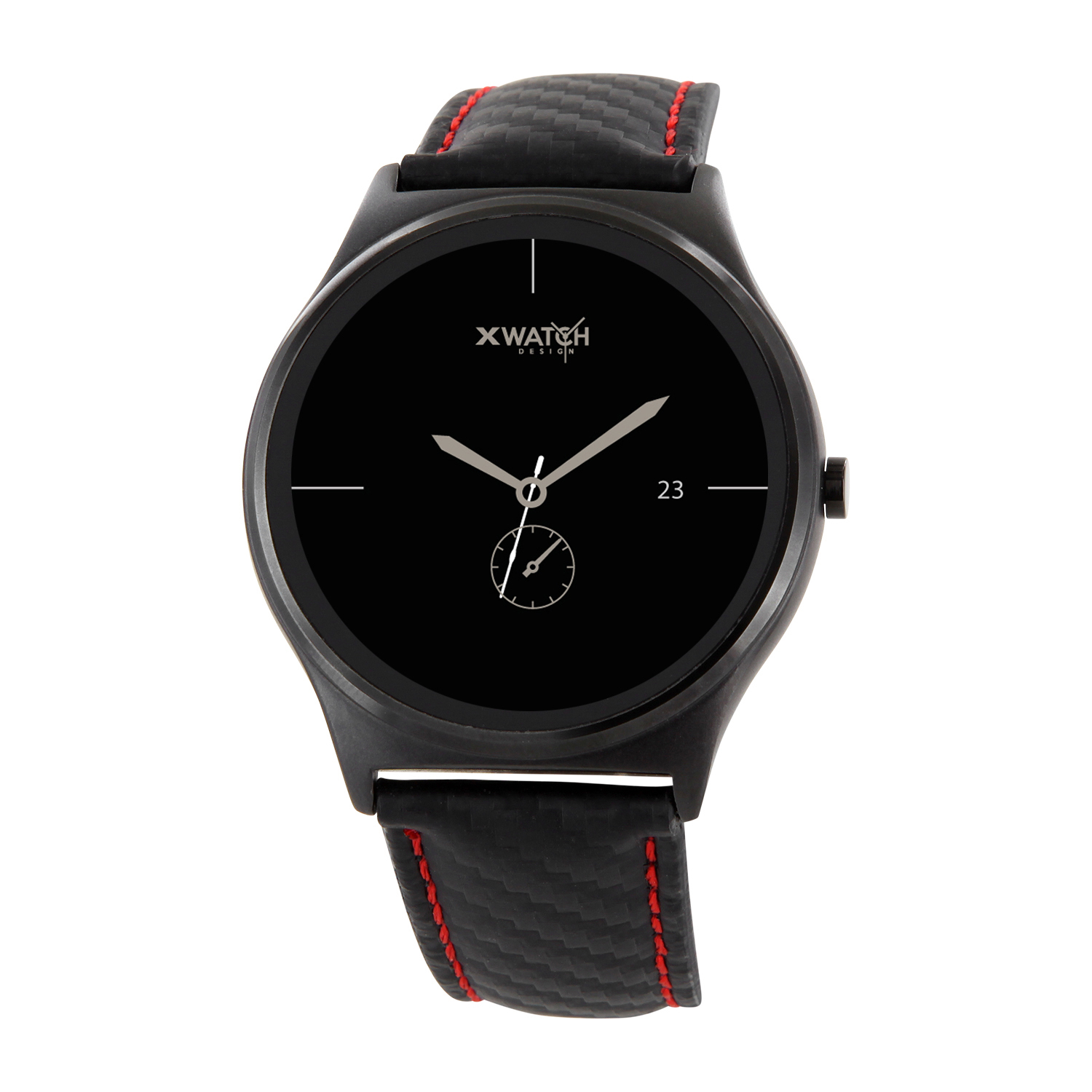 XLYNE PRO QIN XW PRIME II (54016) Smartwatch Metall Echtleder, 210 mm x 22 mm, Gehäuse: Black Chrome / Armband: Carbon Red Black