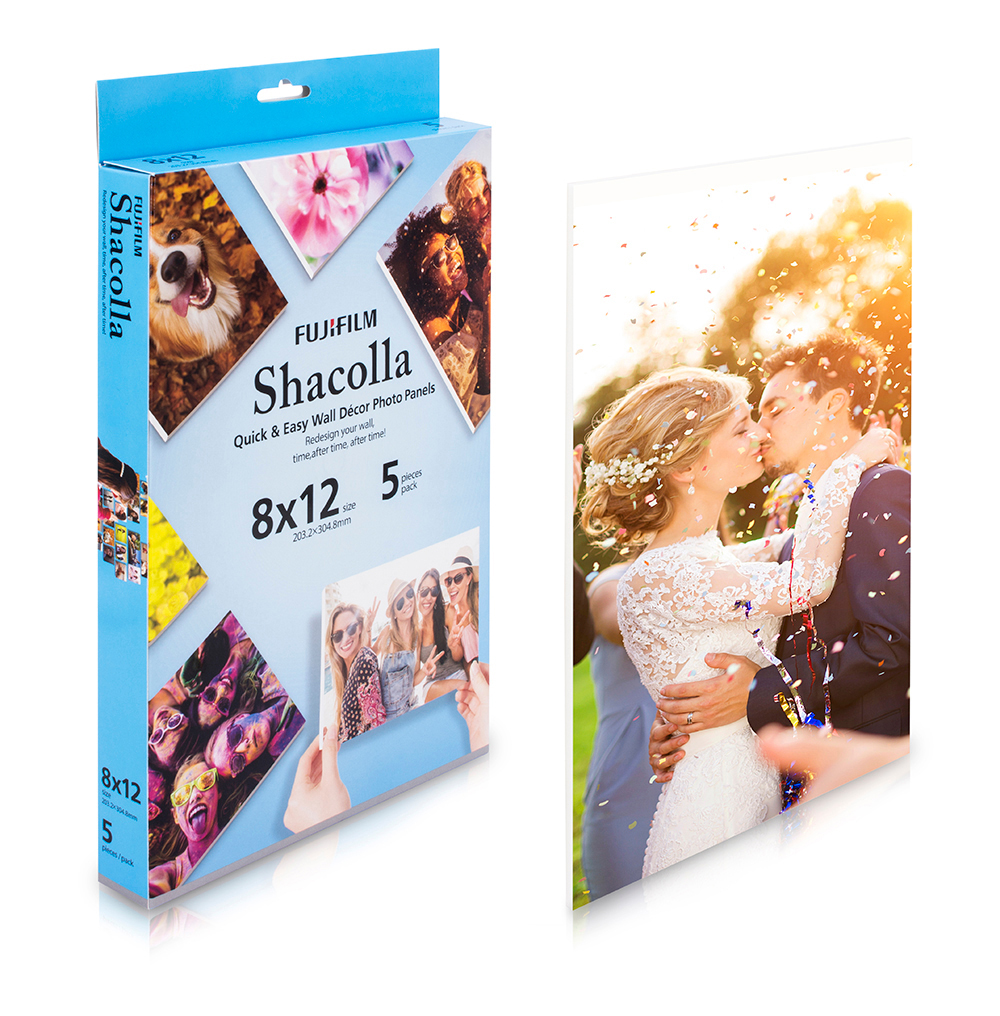 Shacolla Wanddekor-Fotopaneele-Box mit einem Hochzeitsfoto auf der Seite.