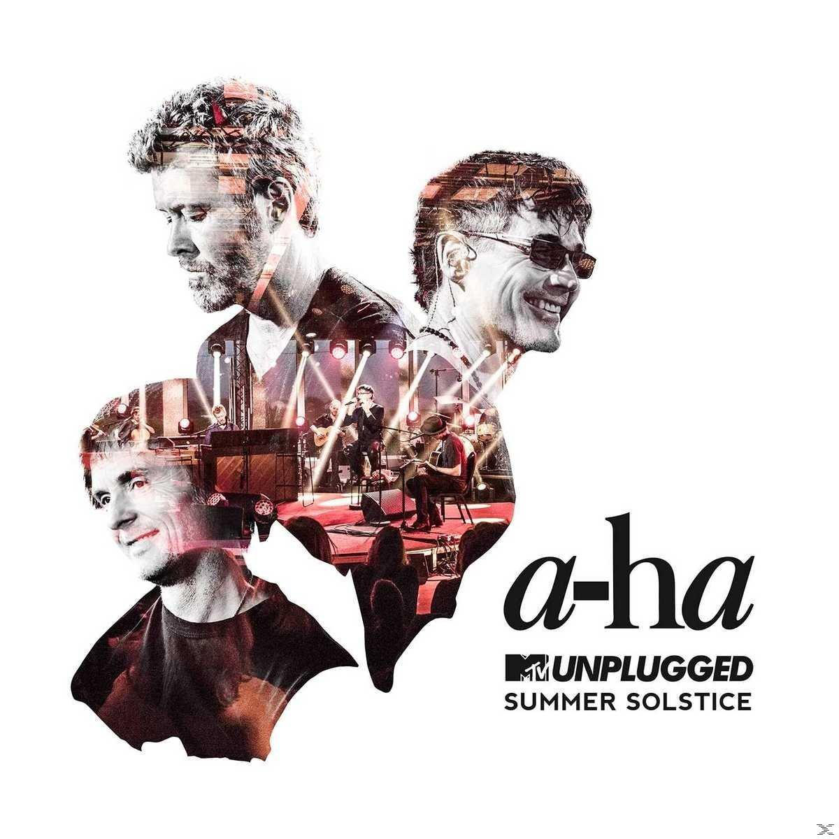 Albumcover mit drei Bildern von Männern mit dem Text 'a-ha'. Der Hintergrund ist weiß.