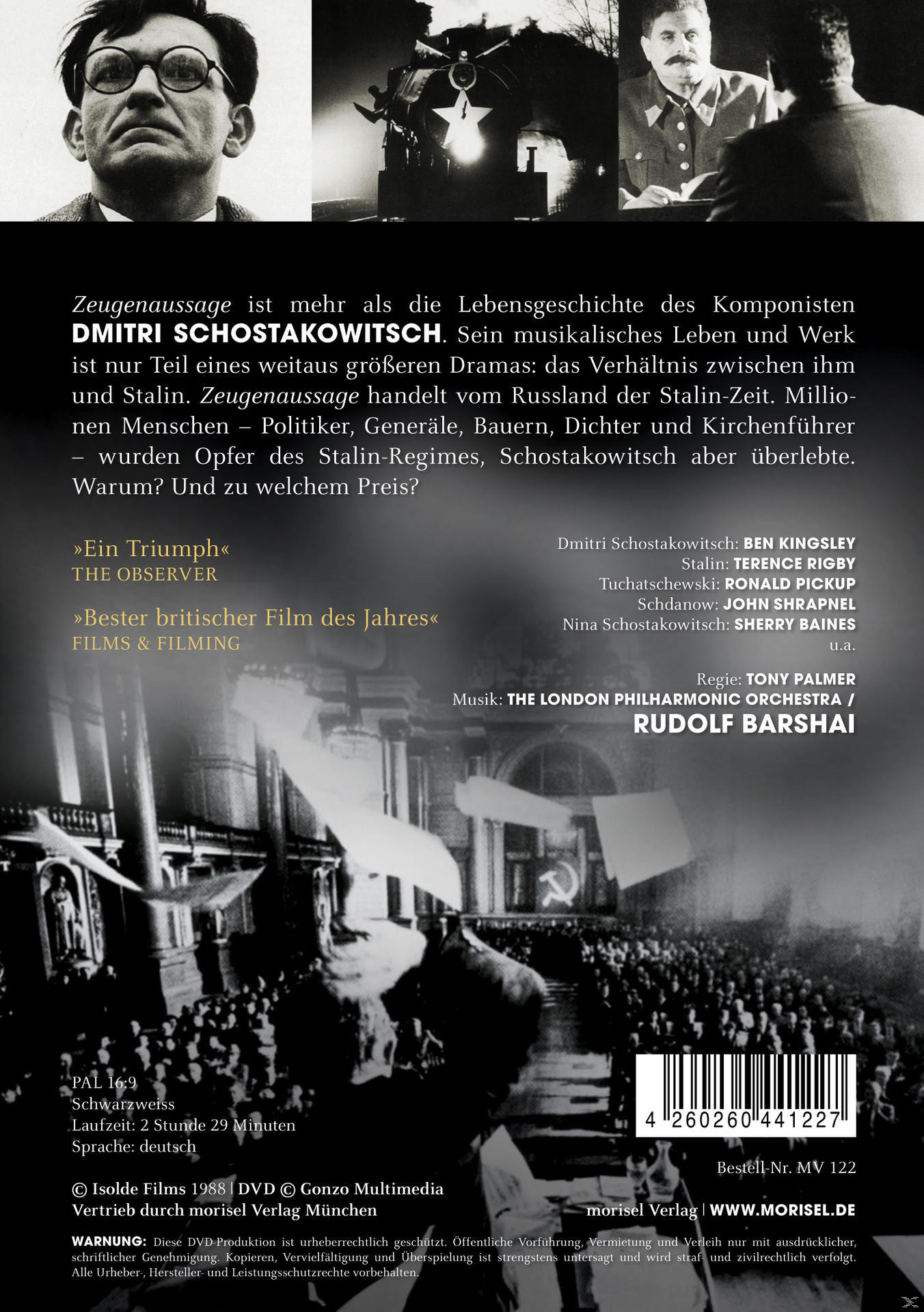 DVD-Cover mit Text und Bildern aus einem Film. Text ist auf Deutsch. Schwarz-Weiß-Bilder.