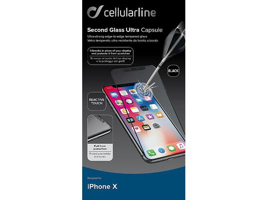CELLULAR LINE Second Glass Capsule - Vetro protettivo (Adatto per modello: Apple iPhone 11 Pro, iPhone X)