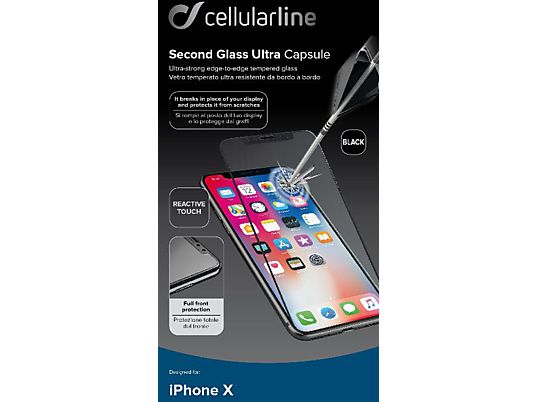 CELLULAR LINE Second Glass Capsule - Verre de protection (Convient pour le modèle: Apple iPhone 11 Pro, iPhone X)