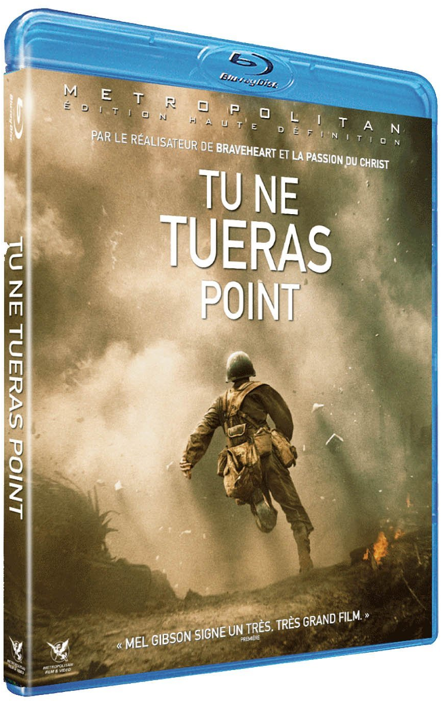 Jaquette Blu-ray : 'Tu Ne Tueras Point'. Soldat en guerre. Texte en français.