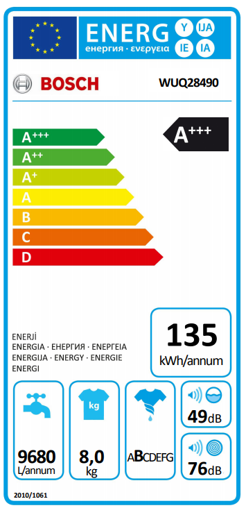 BOSCH WUQ28490 Elöltöltős mosógép