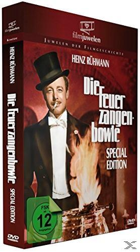 DVD-Cover von 'Die Feuerzangenbowle' mit einem Mann im Smoking und einer brennenden Schüssel.