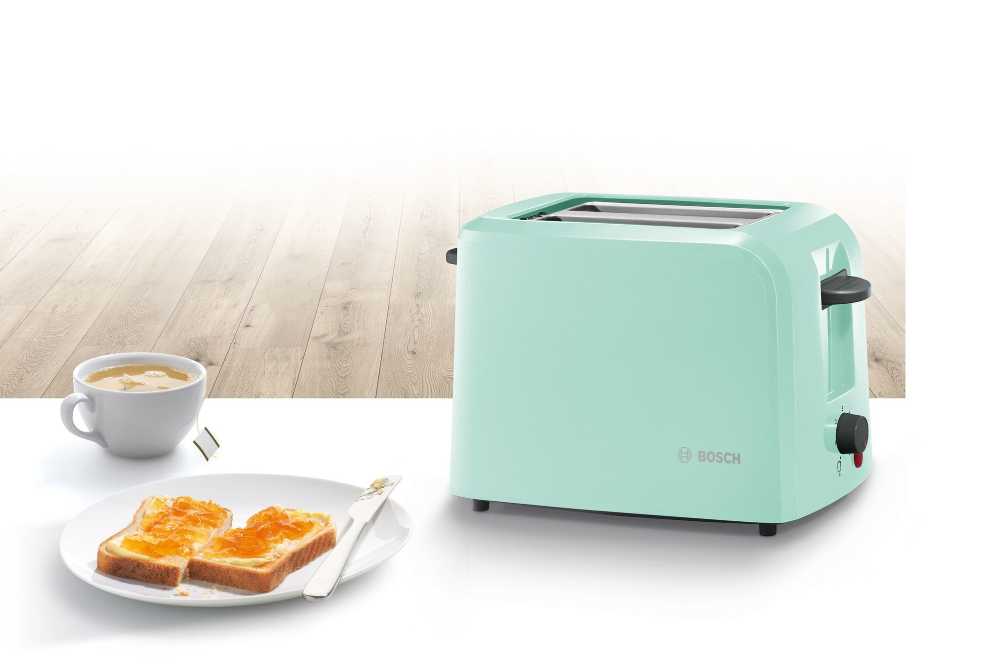 BOSCH TAT3A012 Toaster Mint/Schwarzgrau (980 Watt, Schlitze: 2)