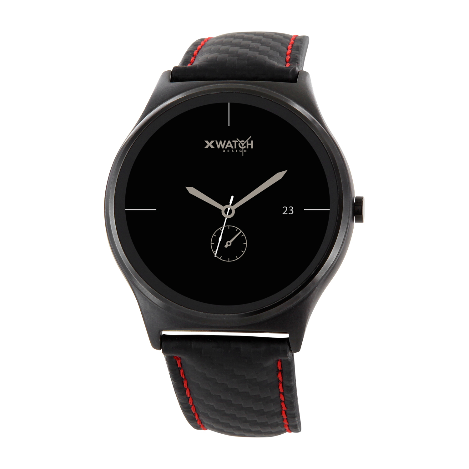 XLYNE PRO QIN XW PRIME II (54016) Smartwatch Metall Echtleder, 210 mm x 22 mm, Gehäuse: Black Chrome / Armband: Carbon Red Black