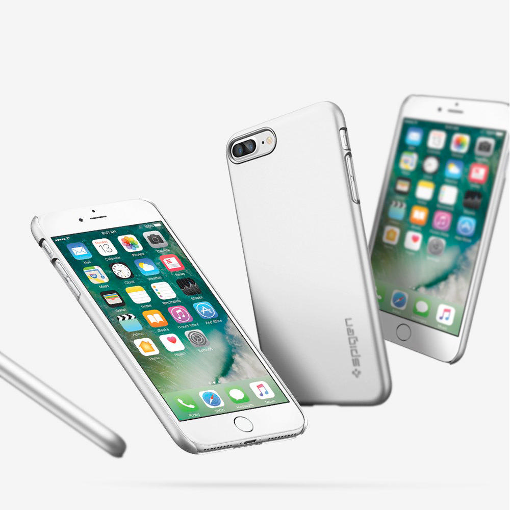 SPIGEN iPhone 7 Plus Case Spigen Thin Fit Ultra İnce Satin Silver
