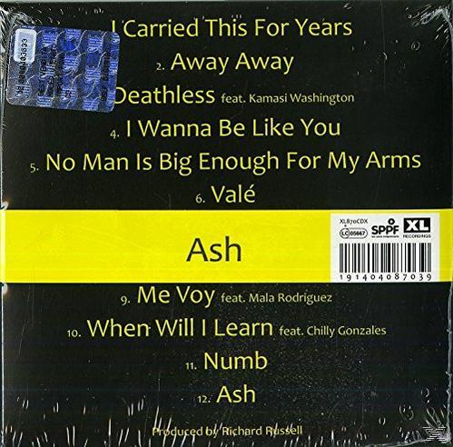 Rückseite einer CD mit Trackliste, darunter "Ash" und "Deathless".