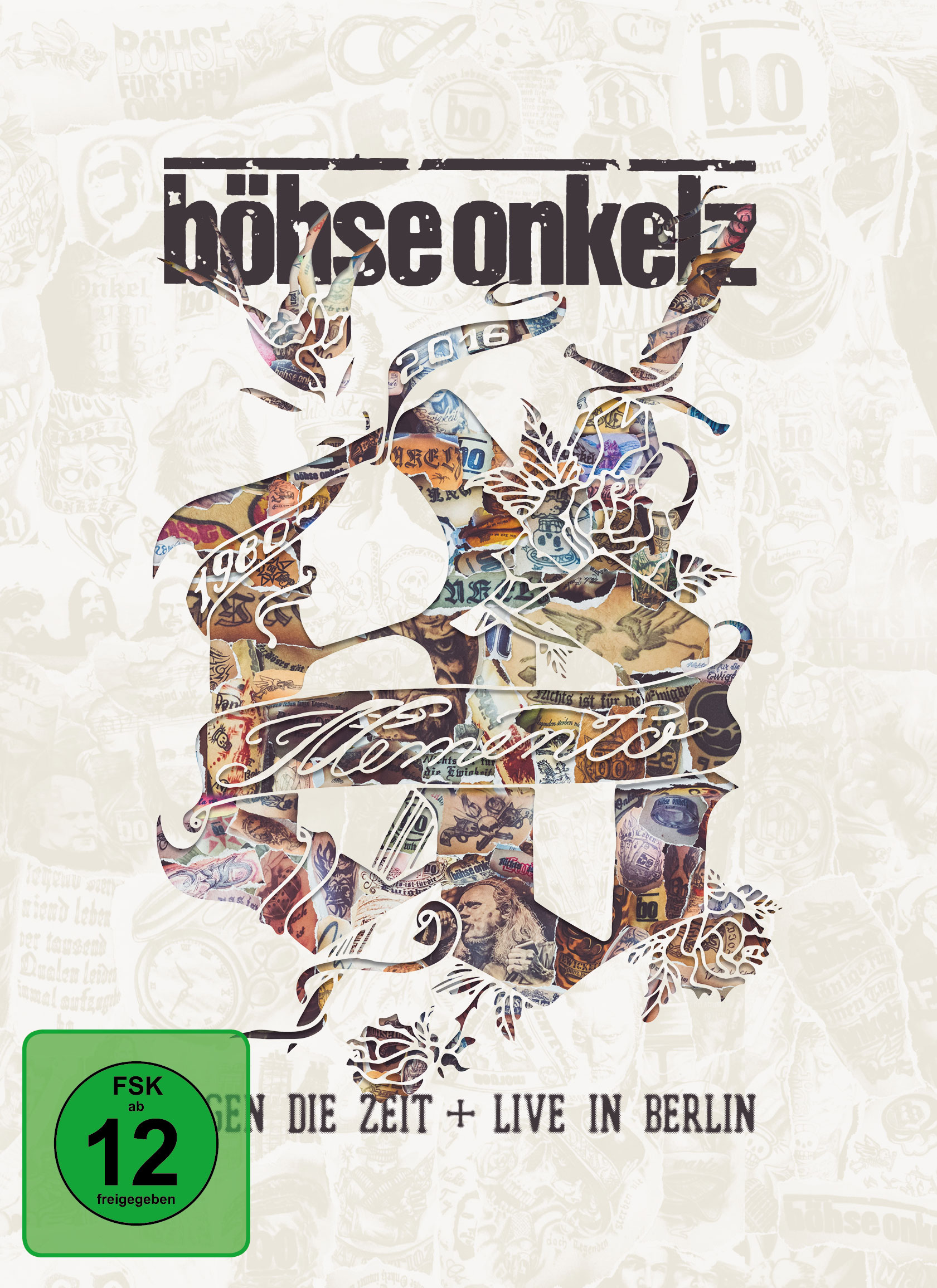 Albumcover mit Text 'Böhse Onkelz'. Das Bild hat eine Collage von anderen Bildern.
