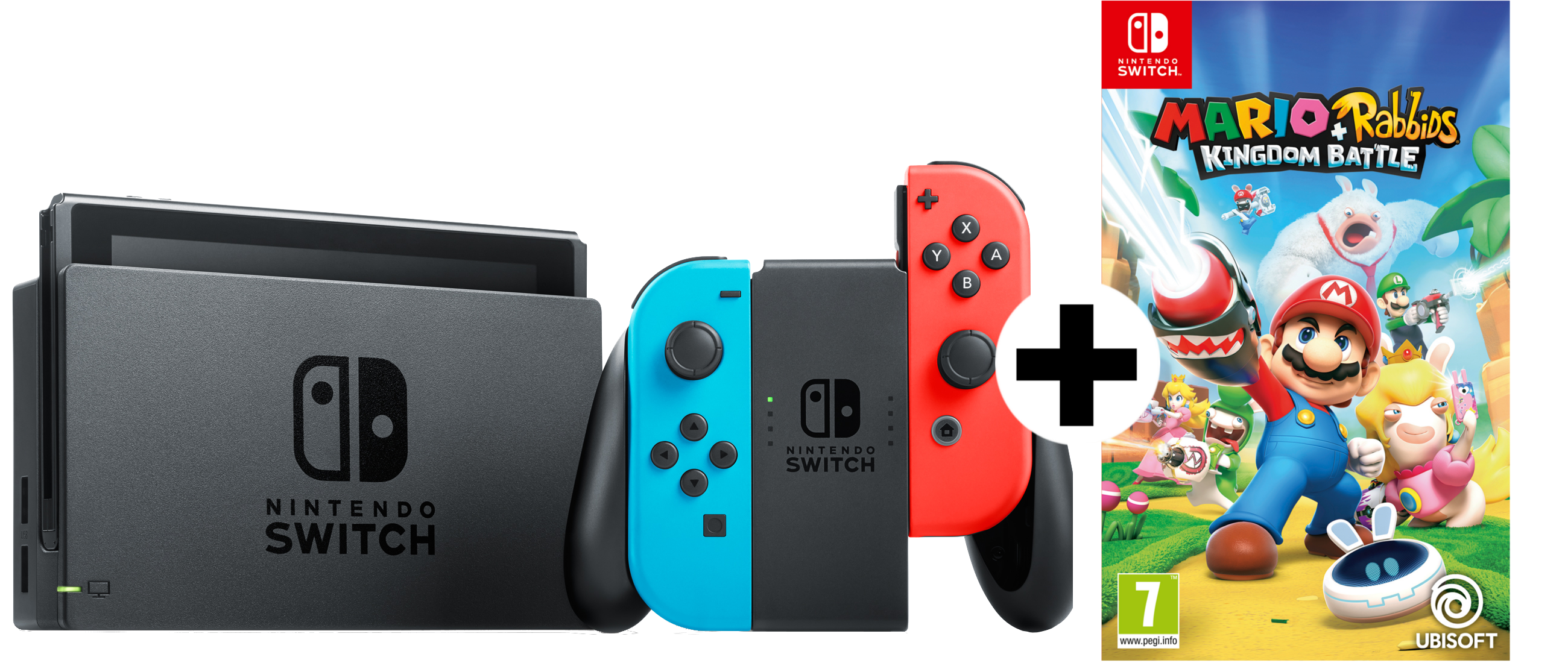 NINTENDO Switch Neonrot/blau inkl. Mario Rabbids Kingdom Battle