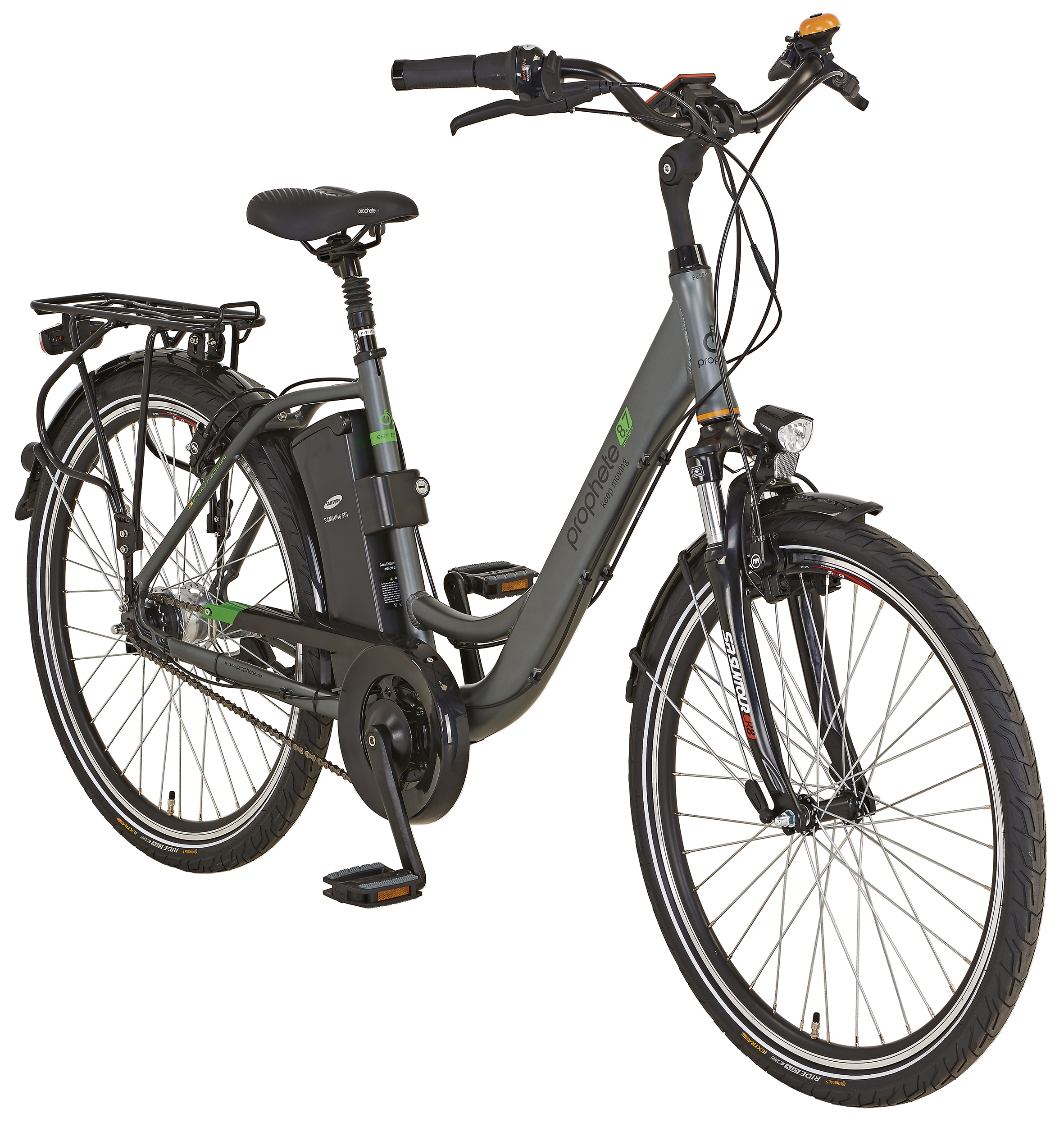 PROPHETE GENIESSER e8.7 Citybike (Laufradgröße: 28 Zoll, Damen-Rad, 374 Wh, Brilliant silber matt, Federgabel schwarz)