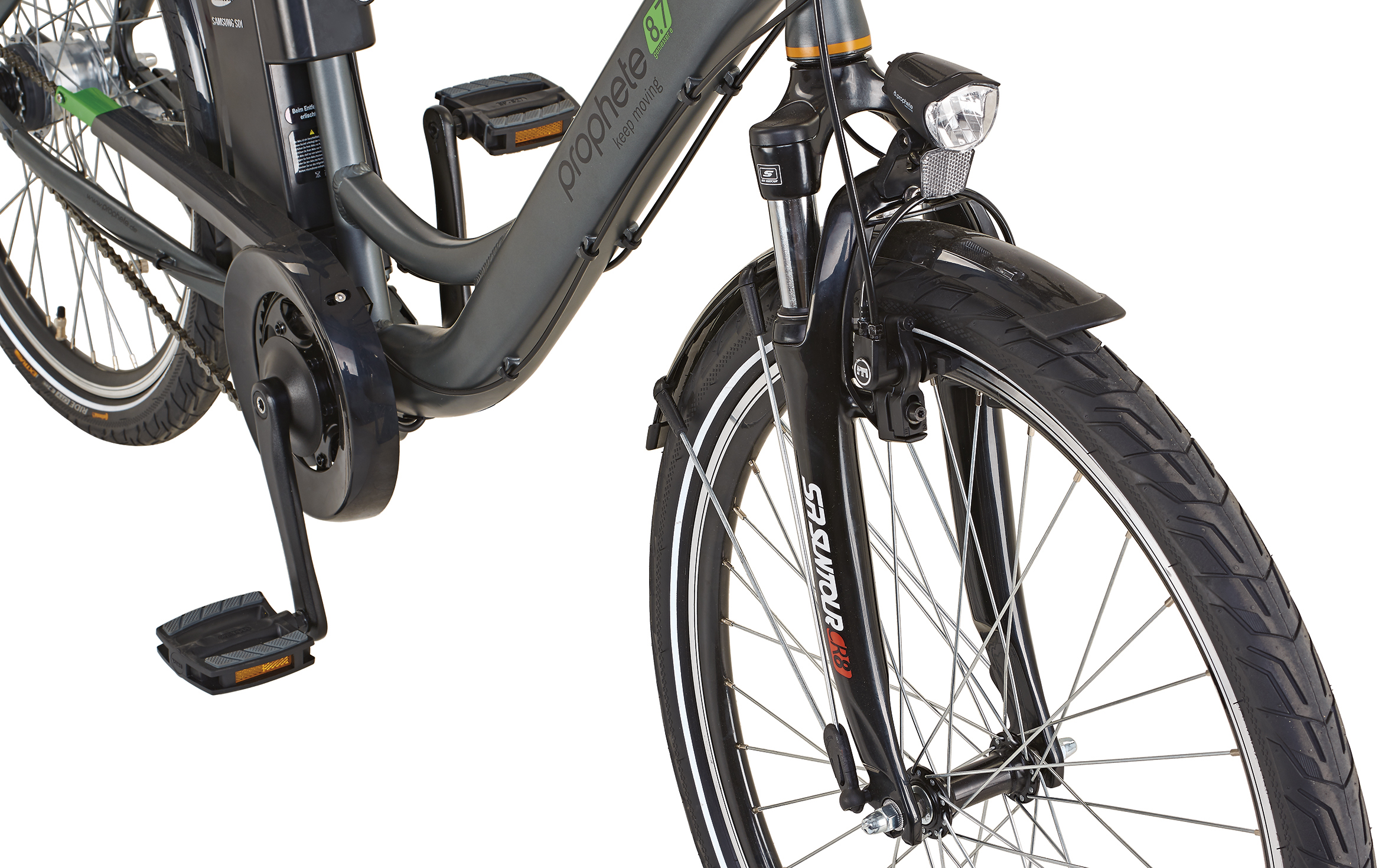 PROPHETE GENIESSER e8.7 Citybike (Laufradgröße: 28 Zoll, Damen-Rad, 374 Wh, Brilliant silber matt, Federgabel schwarz)