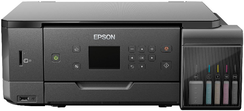 Impresora multifunción - Epson EcoTank ET-7700, WiFi, Lector de tarjeta SD, Pantalla LCD, Negro