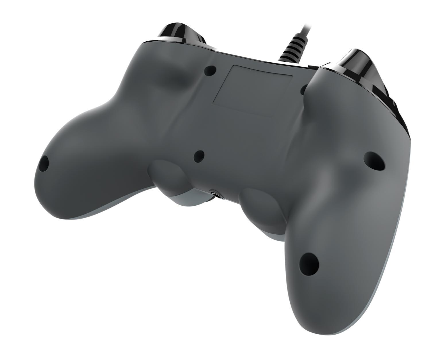 Gaming-Gamepad, graue Farbe, mit Kabel, schräg positioniert, weißer Hintergrund.