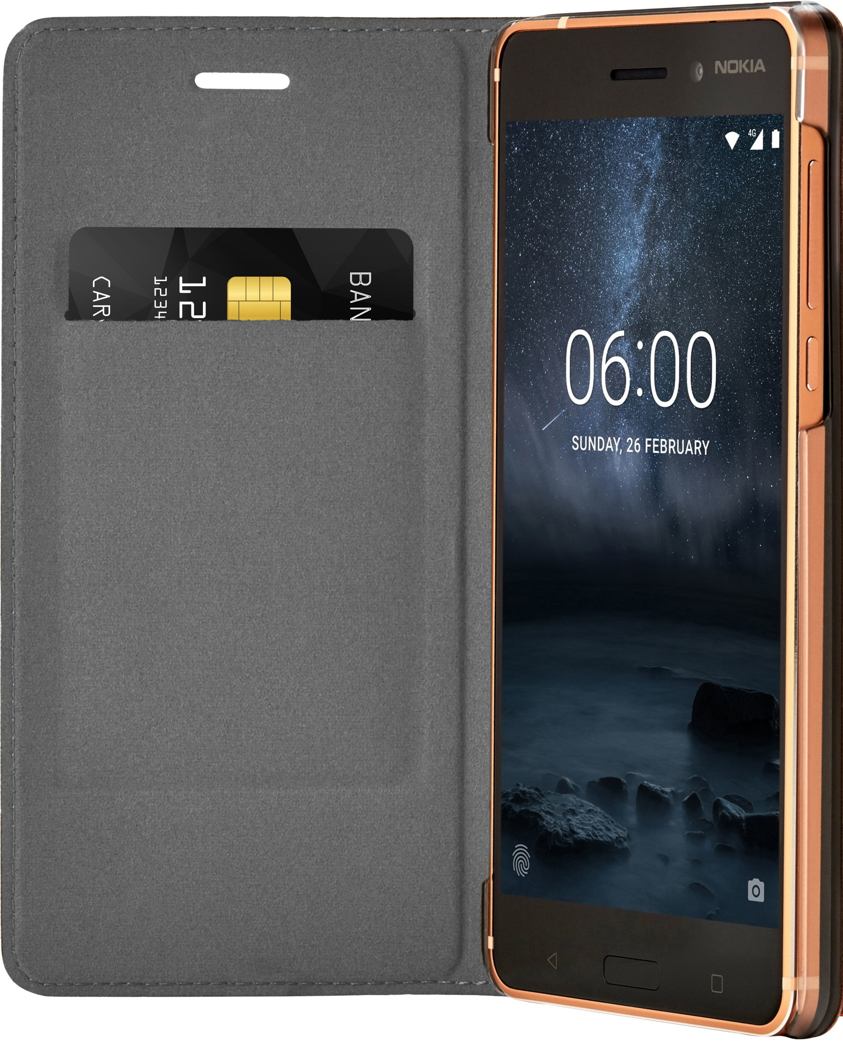 NOKIA Slim Flip Case CP-301, Bookcover, Nokia, Nokia 6, Kupfer