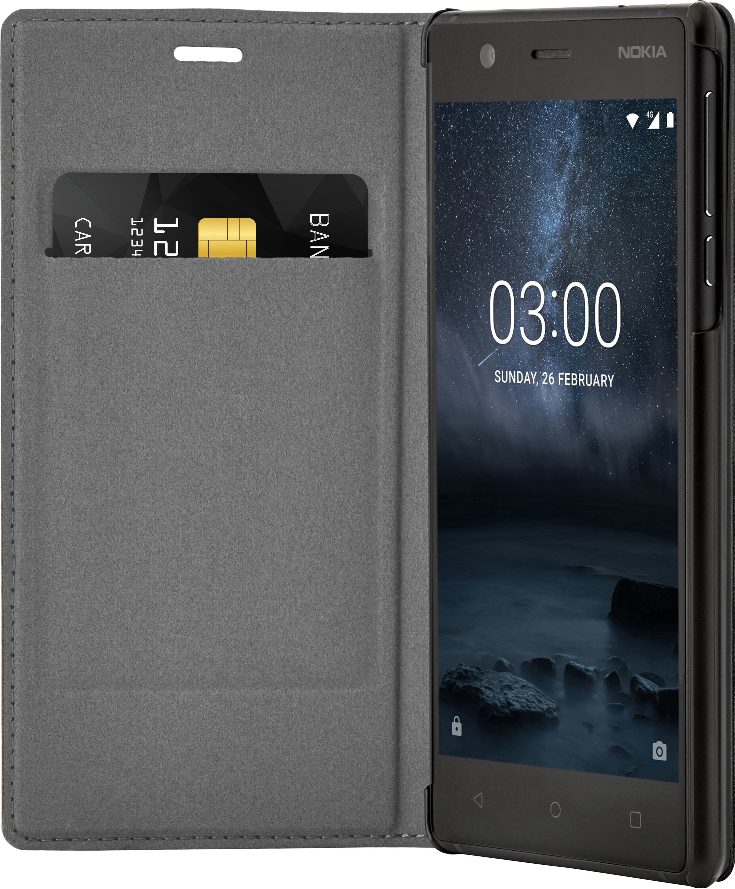 NOKIA Slim Flip Case CP-303, Bookcover, Nokia, 3, Schwarz