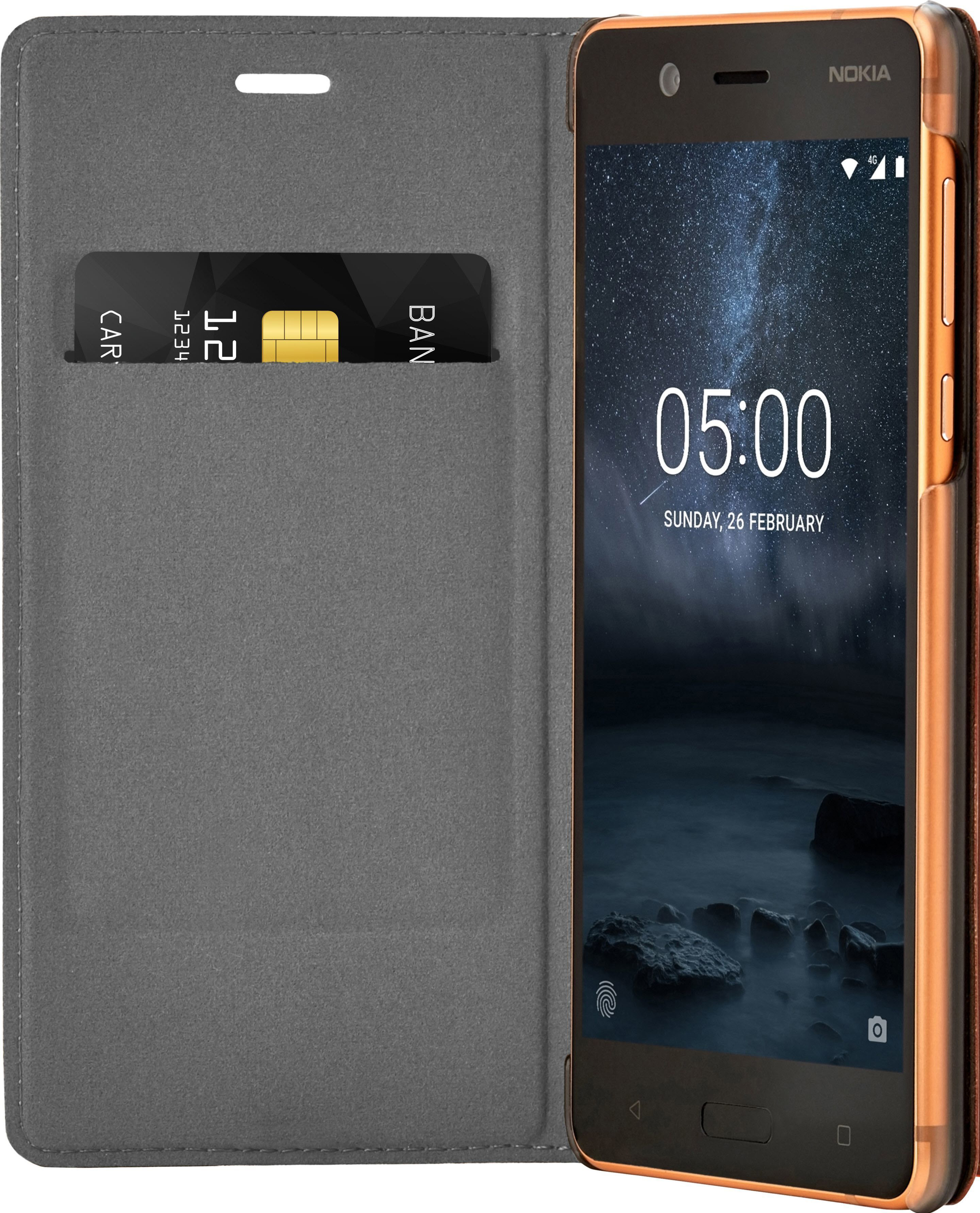 NOKIA Slim Flip Case CP-302, Bookcover, Nokia, 5, Braun