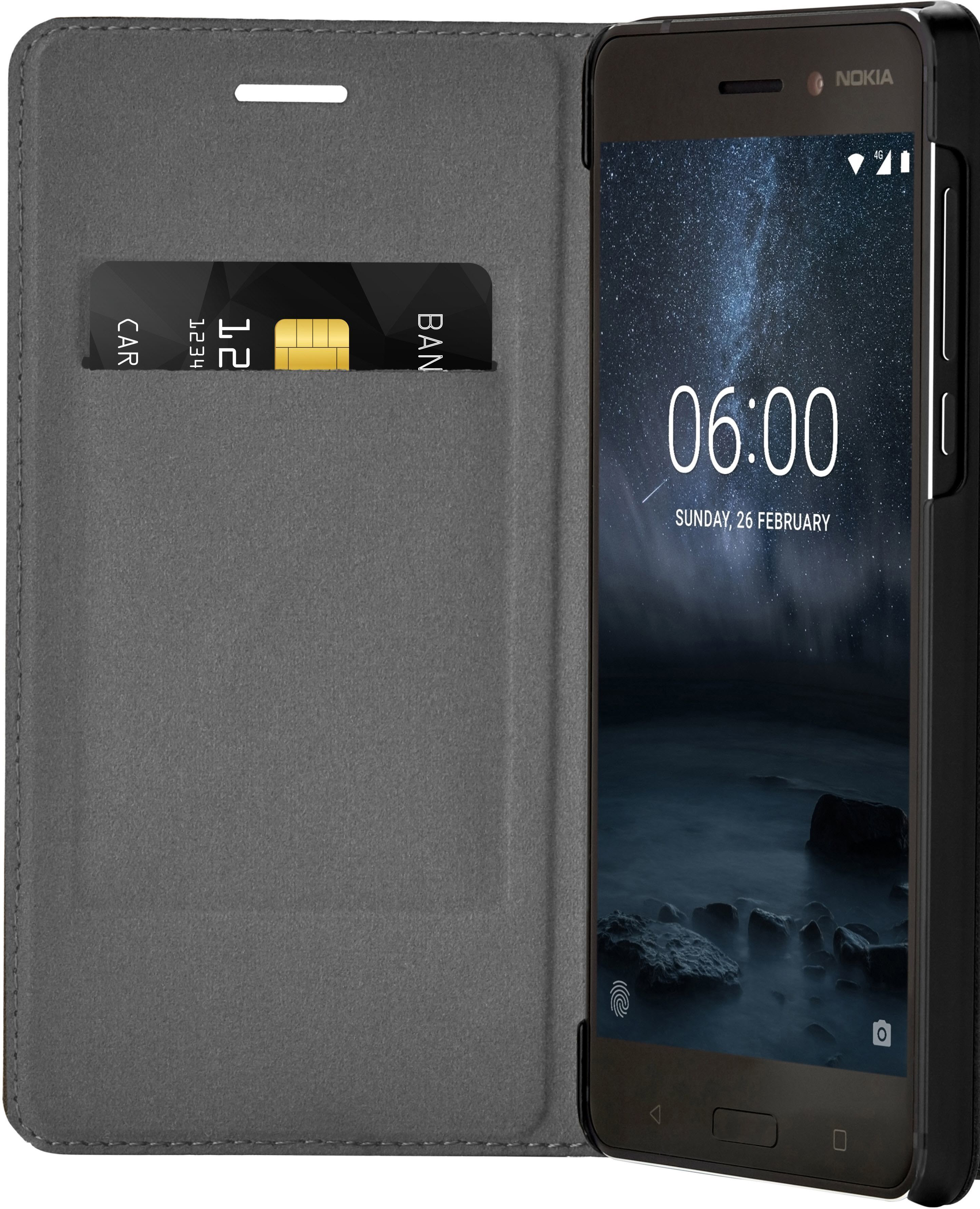 NOKIA Slim Flip Case CP-301, Bookcover, Nokia, 6, Schwarz