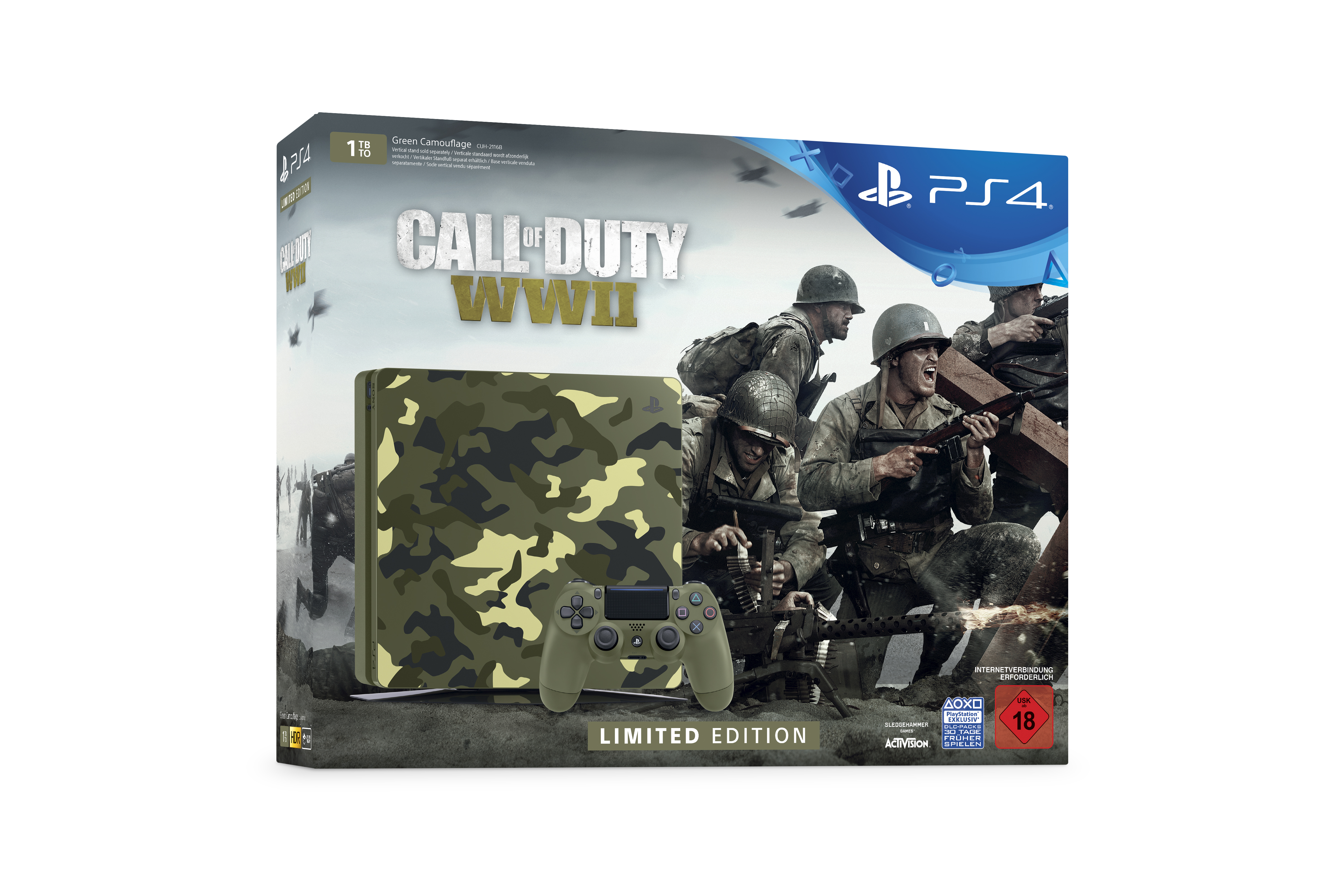SONY PlayStation 4 1TB Green Camouflage Call of Duty WWII Ltd. Edition