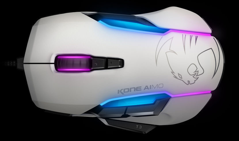 ROCCAT Kone Aimo Gaming Maus, Weiß/Leuchtfarbe: Mehrfarbig
