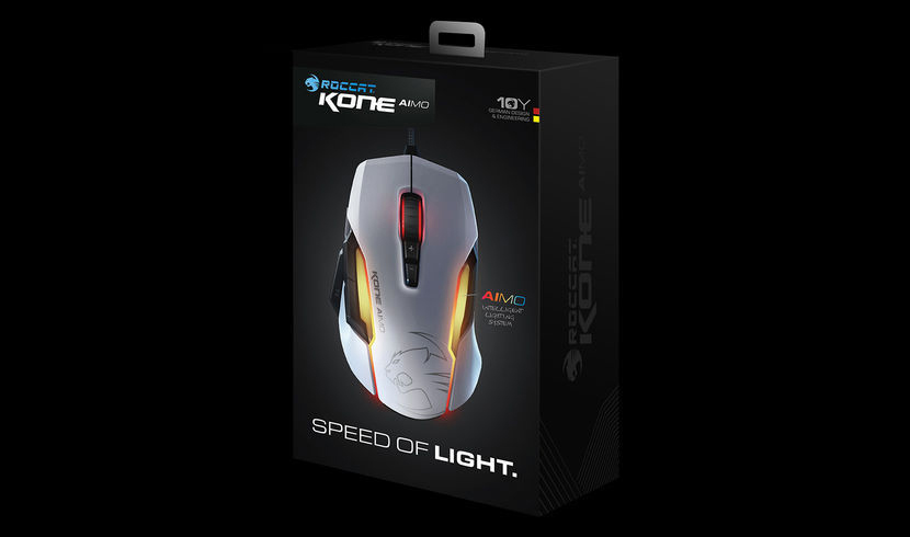 ROCCAT Kone Aimo Gaming Maus, Weiß/Leuchtfarbe: Mehrfarbig