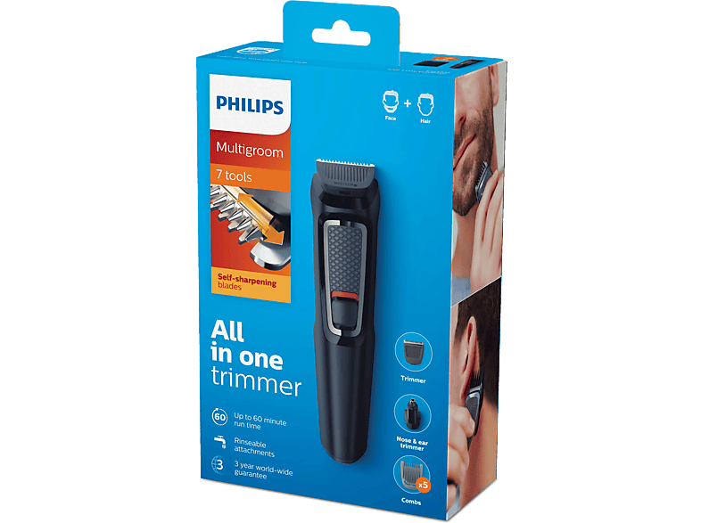 PHILIPS MG3720/15 Multigroom Series 3000 univerzális szőrtelenítő 7 az 1-ben, arcra és hajra