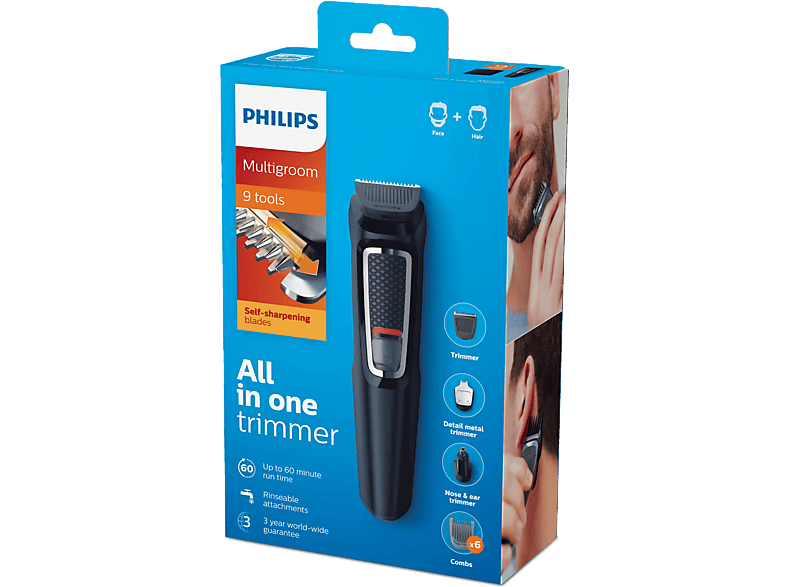 PHILIPS MG3740/15 Multigroom Series 3000 univerzális szőrtelenítő 9 az 1-ben, arcra és hajra