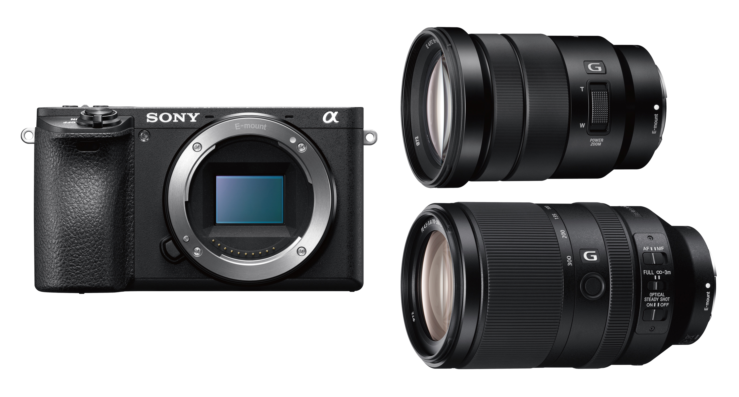SONY Alpha 6500 Telezoom G-Kit (ILCE-6500TBDI) Systemkamera mit Objektiv 18-105 mm, 70-300 mm, 7,6 cm Display Touchscreen, WLAN