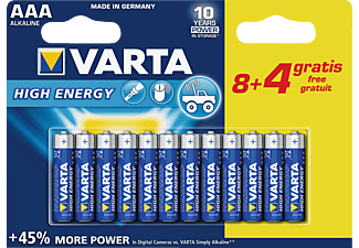 VARTA VARTA High-Energy AAA - Batterie alcaline - 8+4 pezzi - Pila (Blu/Argento)