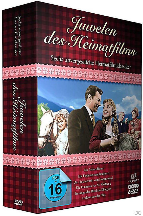 DVD-Box-Set mit Filmstills und Text. Der Titel "Juwelen des Heimatfilms" wird angezeigt.