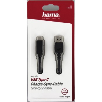 HAMA Oplaadkabel USB-C 1m Zwart (178395)